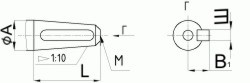 Редуктор червячный одноступенчатый универсальный, тип 2Ч и 2ЧМ. 2Ч-40 и 2ЧМ-40. Присоединительные размеры конического конца входного вала.